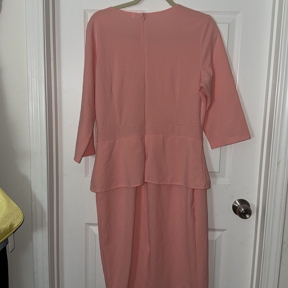Women 3/4 Sleeve Bodycon Ruffle Vintage Work Midi Pencil Dress xl Like new - Picture 11 of 12